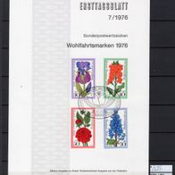 Berlin 1976 Wohlfahrt: Gartenblumen MiNr. 524 - 527 ETB 7/1976 ESST