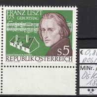 Österreich 1986 175. Geburtstag von Franz Liszt MiNr. 1866 postfrisch Eckrand