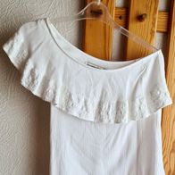 Abercrombie & Fitch One Shoulder Top Bluse mit Volant Weiß XS