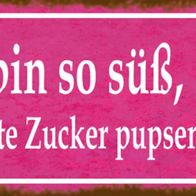 Blechschild Spruch 27x10 cm ich bin so süß Zucker pupsen Deko Schild