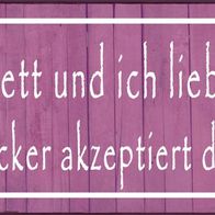 Blechschild Spruch 27x10 cm mein Bett und ich lieben uns Deko Schild