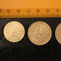 4 Kursmünzen, Tunesien, KMS 1960 zu 10, 20 50 u. 100 Millimes