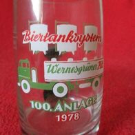 Wernesgrüner Henkelkrug Glas Biertanksystem 100. Anlage o,2 l