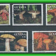 Guyana MiNr. 3680 - 3684 komplett gestempelt, Pilze (3064)