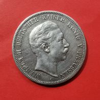 5 Mark Silbermünze 1902 A, Wilhelm II Deutscher Kaiser König von Preussen