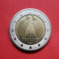 2 Euro Münze Deutschland Bundesadler 2021 A, nur 44.500 Stück, sehr selten