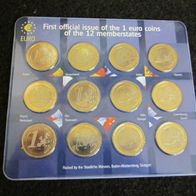 1 Euro Münzen - die 1. offizielle Ausgabe der 12 Mitgliedsstaaten -