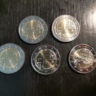 BRD : Satz 5 x 2 Euro Sondermünzen 50 Jahre Kniefall von Warschau 2020 ADFGJ