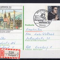 BRD / Bund 1981 Sonderpostkarte Naposta ´81 PSo 6 gelaufen -9-