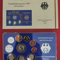 Kursmünzensatz / Umlaufmünzen DM 1997 D München Spiegelglanz, PP