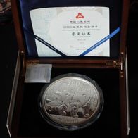 China Panda 1 Kg Silber 2010 PP in Originalkapsel, Originalbox und Zertifikat