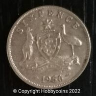 AUS : Australien 6 Pence Elisabeth II 1956