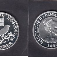 Dänemark Silber 10 Kroner 2007 Christian Andersen Nachtigall Rar, 18.117 Exemplare