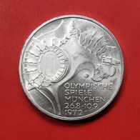 10 DM ark von Teil der Sportstätten Olympia München 1972, Prägestätte F, 625er Silber