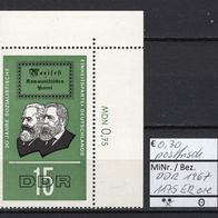 DDR 1966 20 Jahre SED MiNr. 1175 postfrisch Eckrand oben rechts