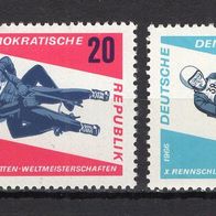 DDR 1966 Rennrodel-Weltmeisterschaften, Friedrichroda MiNr. 1156 - 1158 postfrisch