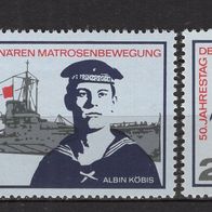 DDR 1967 50. Jahrestag der revolutionären Matrosenbewegungen MiNr. 1308 - 1310 postf1