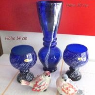 Set große blaue Gläser / Becher / Vasen * evtl. Lucka Glas DDR