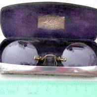 schöne alte Brille um 1910 - Klemmer Kneifer Alpacca Metall Etui Eugen Weiß Chemnitz