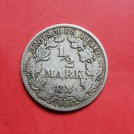 1/2 Mark Deutsches Reich, 1906 A in 900er Silber