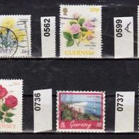 Gu001-Großbritannien-Guernsey - Mi. Nr. 561A + 562 + 599A + 727A + 736 + 737 o <