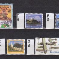 Gu002-Großbritannien-Guernsey - Mi. Nr. 747 + 769 + 770 + 771 + 773 o <