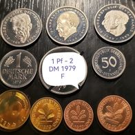 Deutschland : PP DM Satz 1979 F 9 Münzen