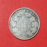 1/2 Mark Deutsches Reich, 1913 D in 900er Silber