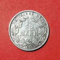 1/2 Mark Deutsches Reich, 1914 A in 900er Silber