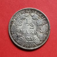 1/2 Mark Deutsches Reich, 1919 D in 900er Silber