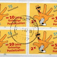 Deutschland Michel-Nr. 2344 Viererblock Vollstempel auf Briefstück