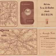 Berlin Mit der S und U-Bahn durch Berlin Netzkarten als Leporello um 1952 faltbar