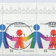 Deutschland Michel-Nr. 2333 Bogeneckrand Paar Vollstempel auf Briefstück