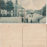 Elterlein Erzgebirge Marktplatz-um-1910-grün-gefärbte-AK-mit-Personen