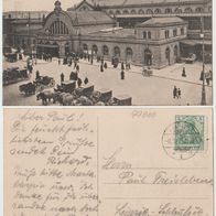Erfurt Bahnhof AK 1903-gelaufen-mit-Marke-Droschkenkutschen-schöner Beleg
