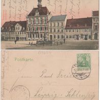 Frohburg Marktplatz 1905 gelaufen mit Marke handkoloriert Laden Ernst Kittel
