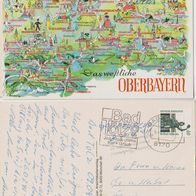 Landkarte AK Oberbayern westlich 1992 Lackkarte Gelaufen mit Marke leicht gebraucht