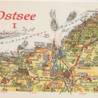 Landkarte AK Ostsee 1 von Hoppe nicht gelaufen leicht gebrauchte Erhaltung