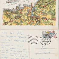 Landkarte AK Ostsee1 1980 gelaufen mit Marke leicht gebrauchte Erhaltung. fleckig