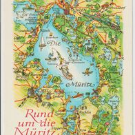 Landkarte AK Rund um die Müritz von Hoppe Lackkarte nicht gelaufen leicht gebraucht