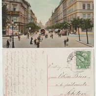 Prag Praha Vinohrady 1908 Havlickowa trida AK gelaufen mit Marke Lackkarte