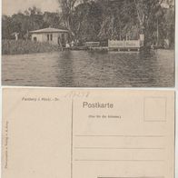 Feldberg um 1915 Hoffschildt Garten mit Bootssteg nicht gelaufen