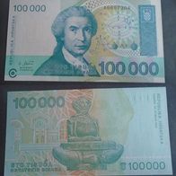 Banknote Kroatien: 100000 Dinara 1993 - Bankfrisch