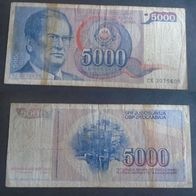 Banknote Jugoslawien: 5000 Dinara 1985