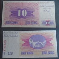 Banknote Bosnien Herzigowina: 10 Dinara 1992 - Bankfrisch