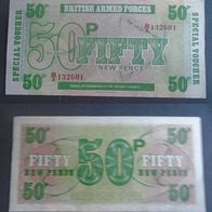 Banknote Großbritanien: 50 Pence British Armed Forces - Serie 6