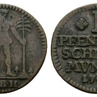 Altdeutschland Silber Kleinmünze Braunschweig 1 Pfennig 1743 Wilder Mann s. Scan