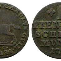 Altdeutschland Silber Kleinmünze Braunschweig 1 Pfennig 1799 Ross, s. Scan