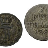 Altdeutschland Silber 2 Kleinmünzen Hannover 1/24 Taler 1835/ Mecklenburg 1/48 Taler