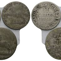3 Kleinmünzen Braunschweig 1/24 Taler, 2 Mariengroschen 1754 u. 1/12 Taler 1768
